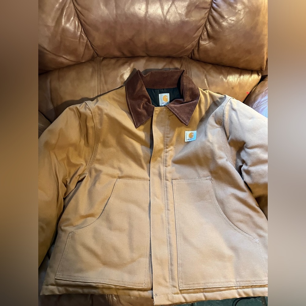 Vintage 90s Carhartt Men’s 50 Spell Out Quilt Lined Zip Jacket Duck Brown